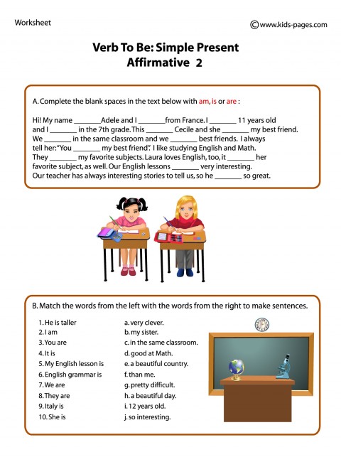 Verb To Be Affirmative 2 Worksheet